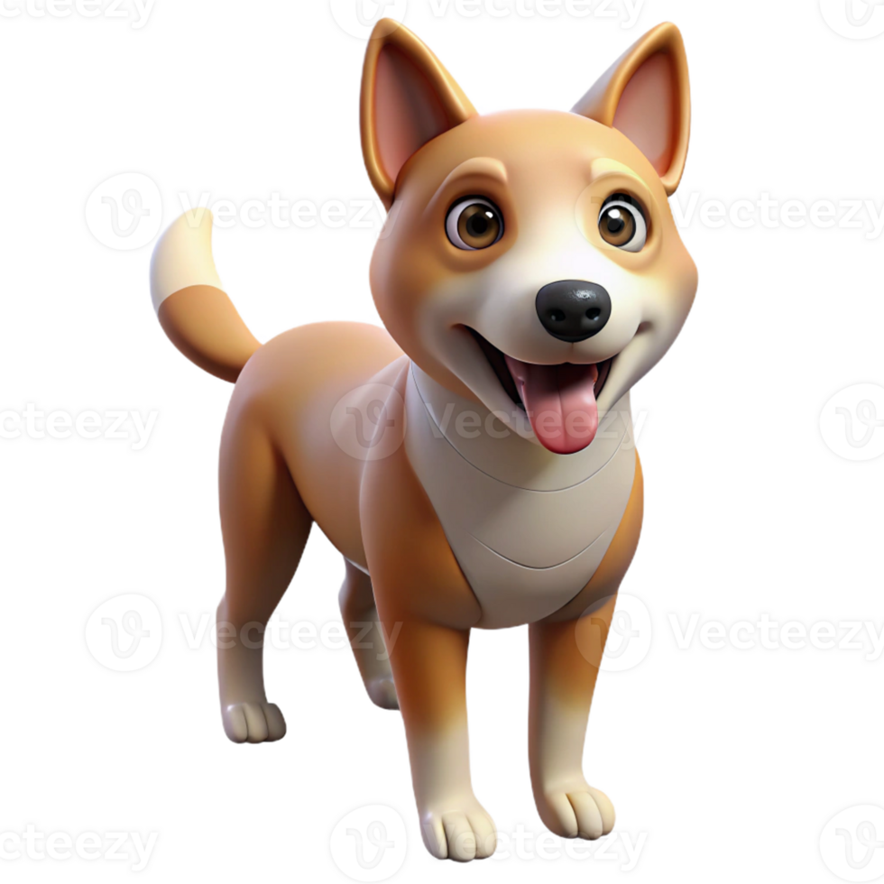 wonderful modern Portrait of a Playful Dog with a Wagging T detailed png