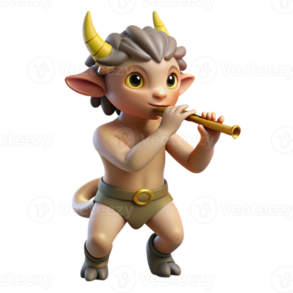 beautiful minimalist A Mischievous Satyr Playing a Flute in A exclusive png
