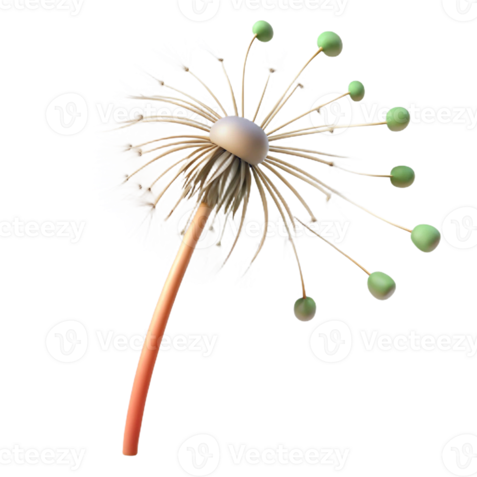 vibrant traditional A Single Dandelion Seedhead with Seeds Blo detailed png