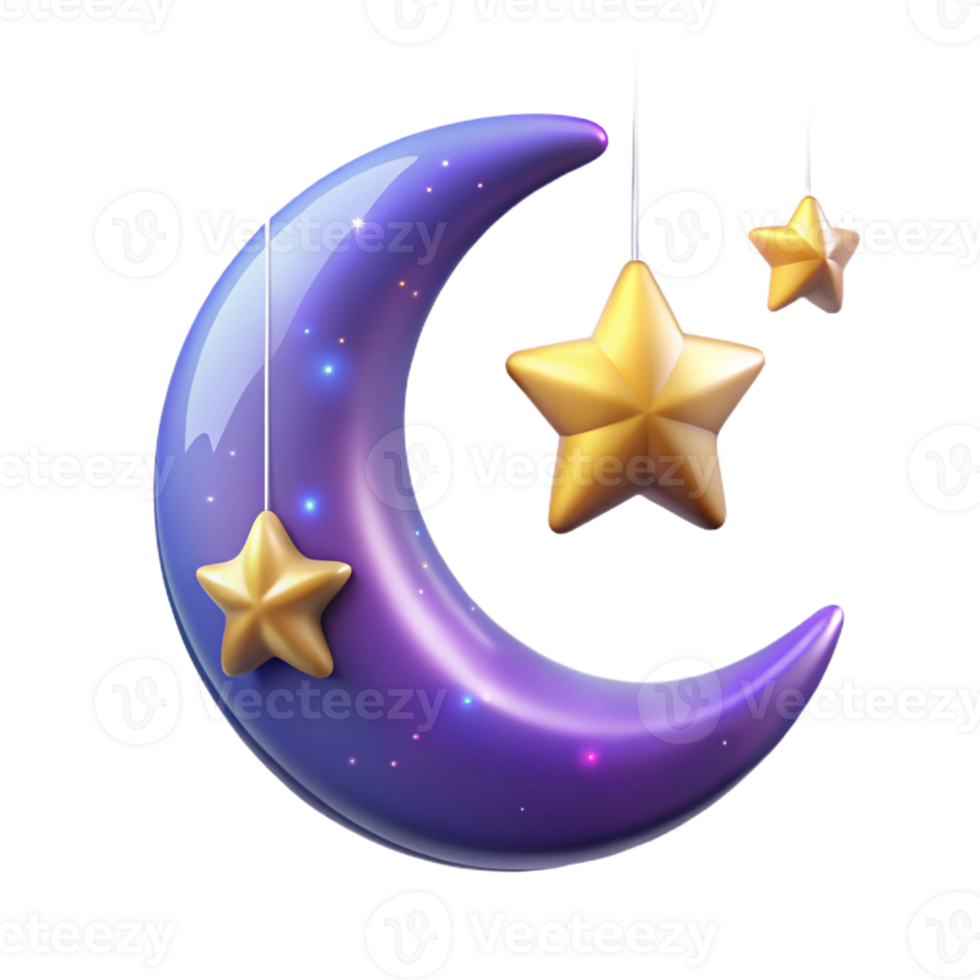 magnificent traditional A Crescent Moon Hanging in a Starry Night S 4K png