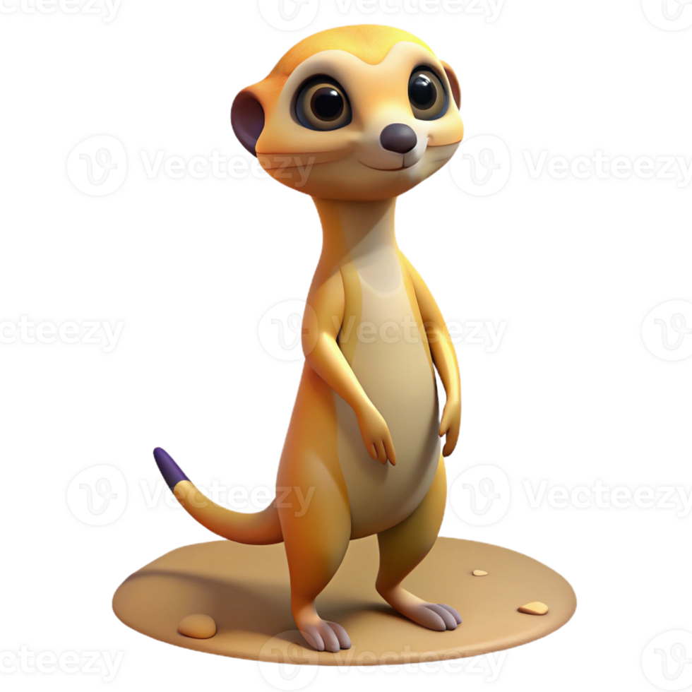 vibrant minimalist A Curious Meerkat Standing on Its Hind Le premium png