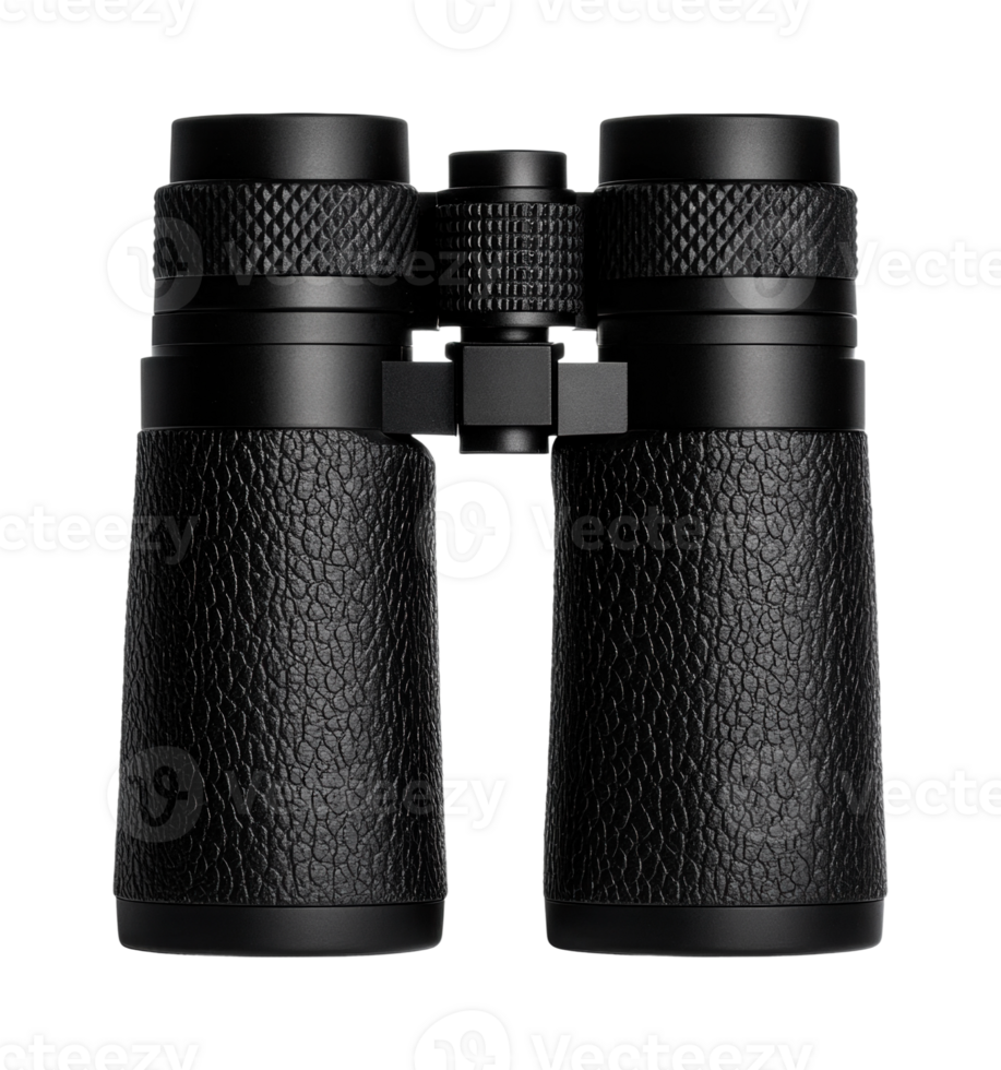 High-quality black binoculars with textured grip for outdoor exploration, cut out png