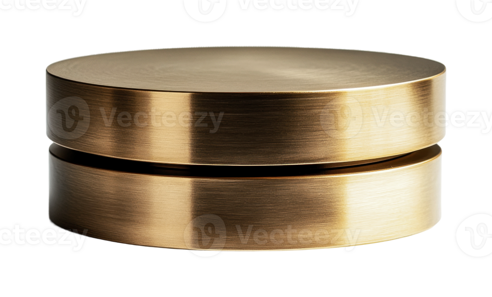 Elegant brass cylindrical box with smooth brushed finish, cut out png