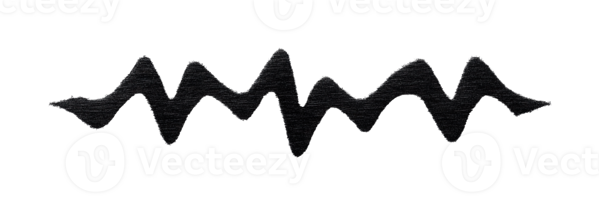 Black embroidered zigzag waves on dark surface, cut out png