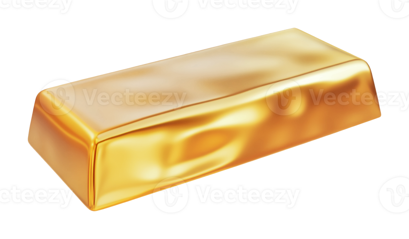 Shiny gold bar isolated on white surface, cut out png