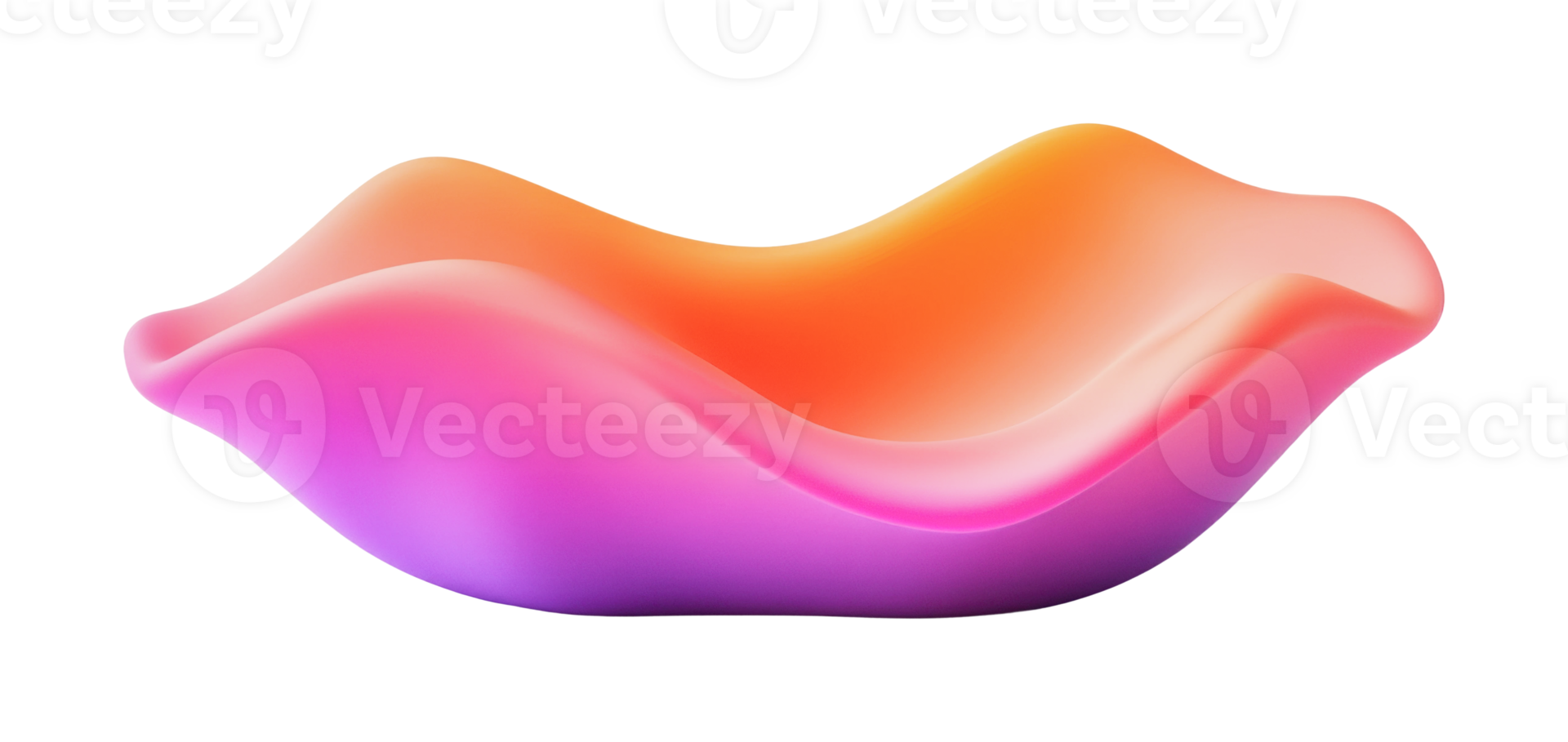 Abstract gradient wave bowl in vibrant orange and purple tones, cut out png