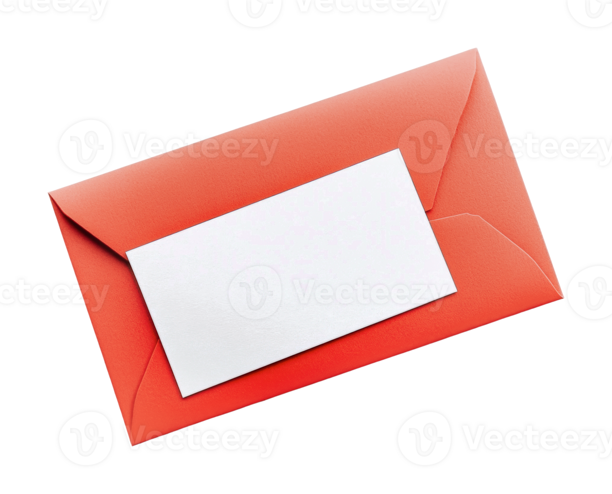Red envelope with blank white label on a black background, cut out png