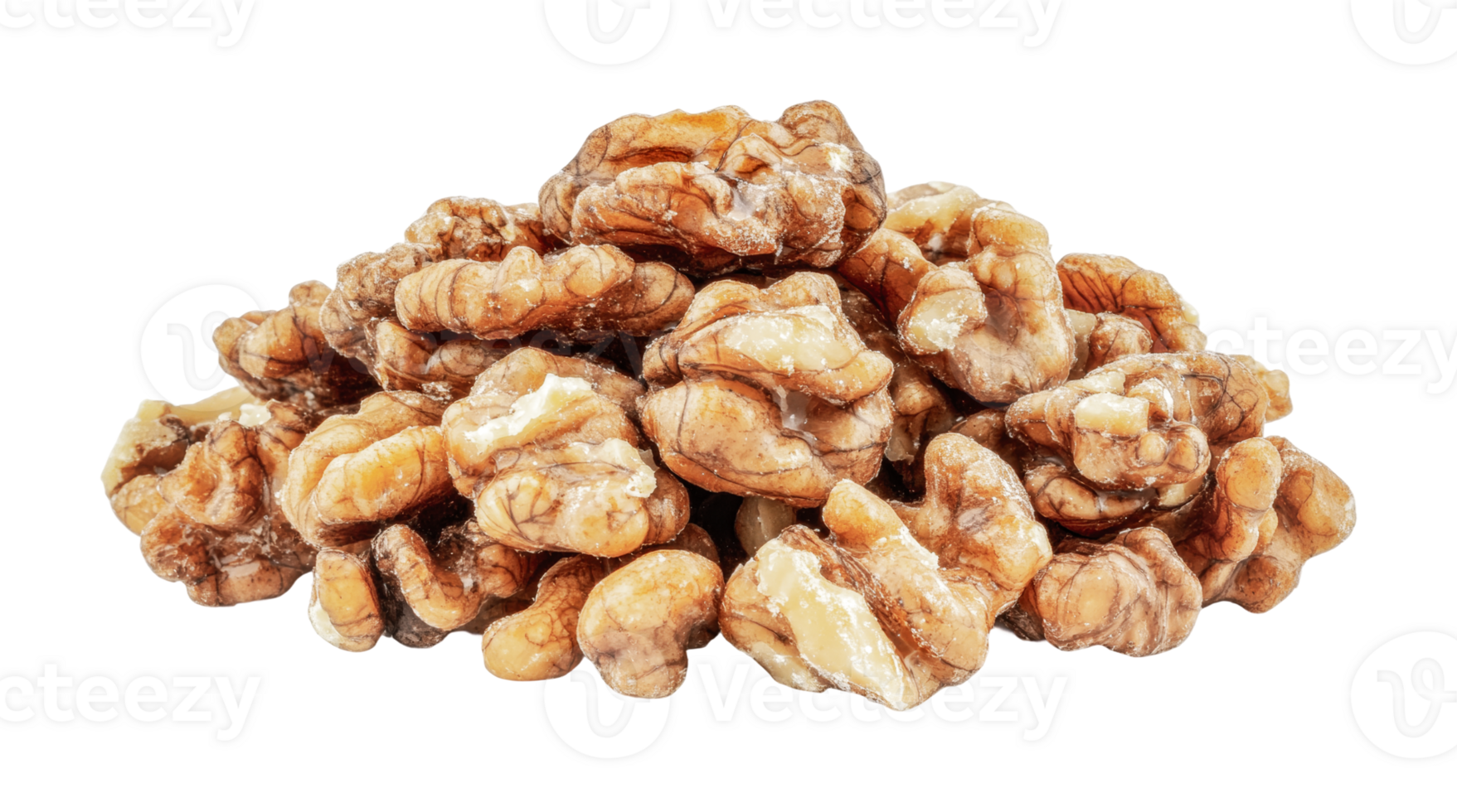 Close-up of shelled walnuts, cut out png