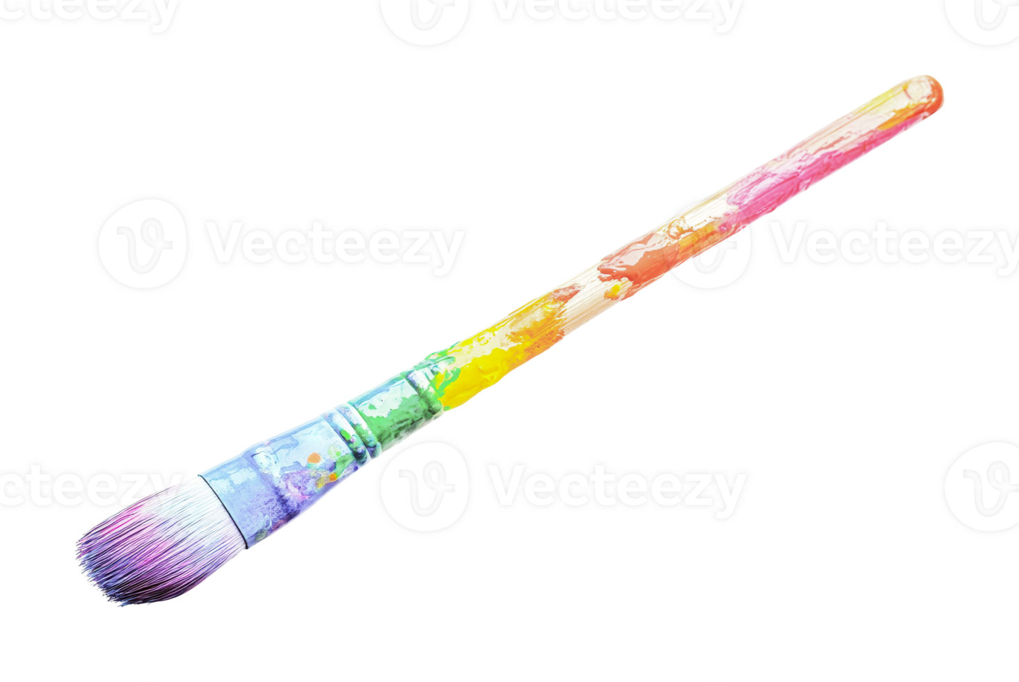 Colorful paintbrush with artistic rainbow design, cut out png