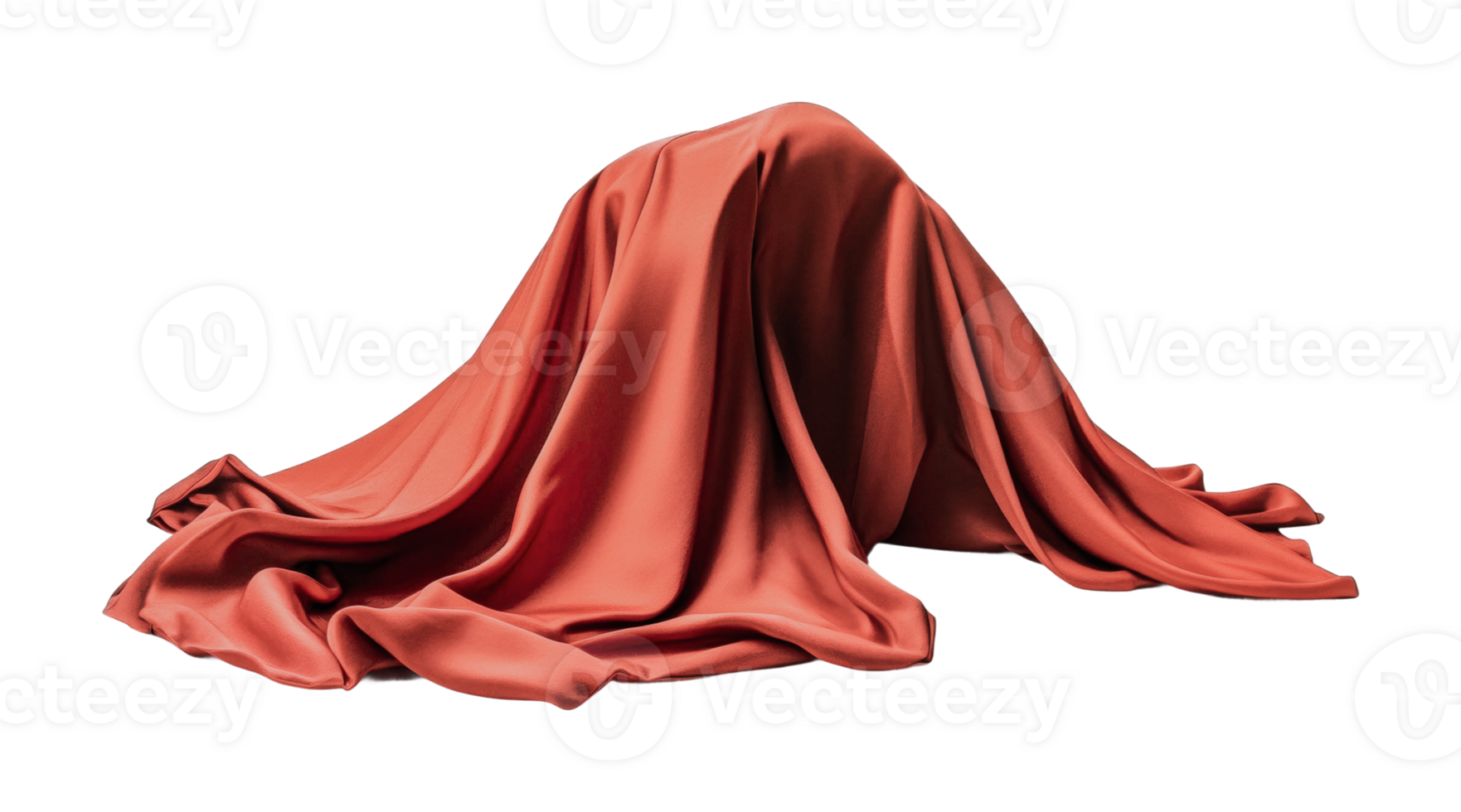 Red silk drape covering mysterious object, cut out png