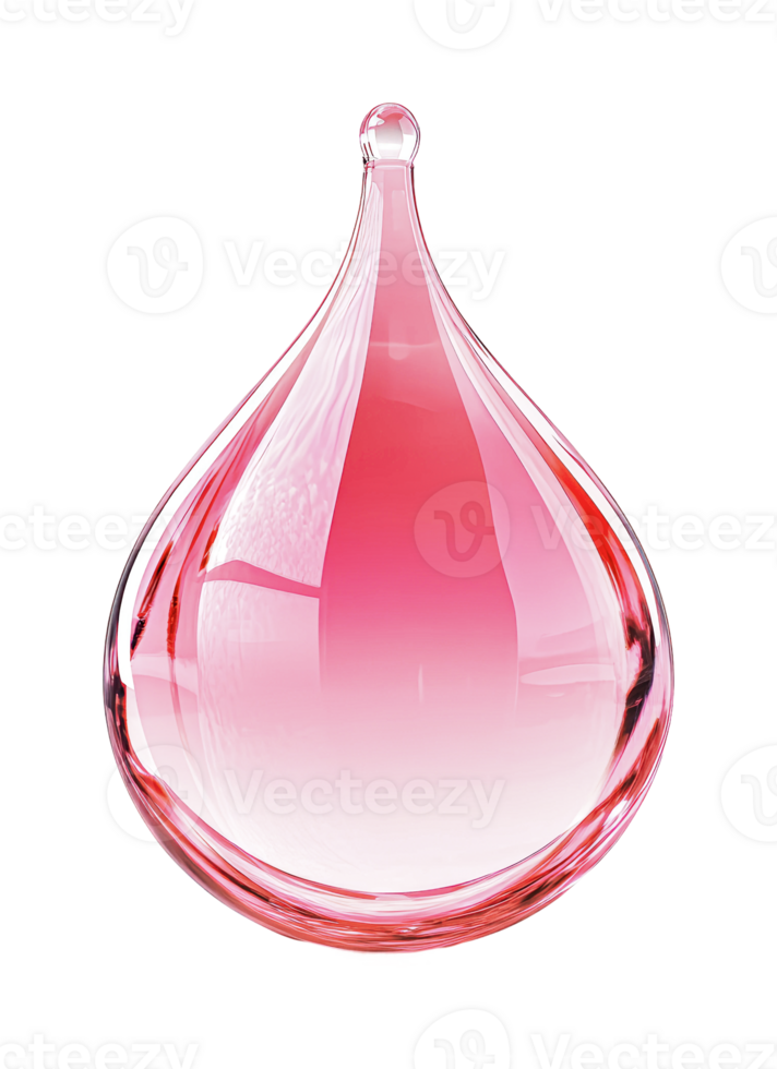 Pink glass teardrop ornament with gradient effect, cut out png