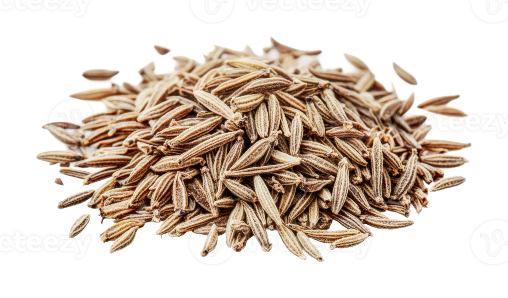Close-up of cumin seeds pile, cut out png