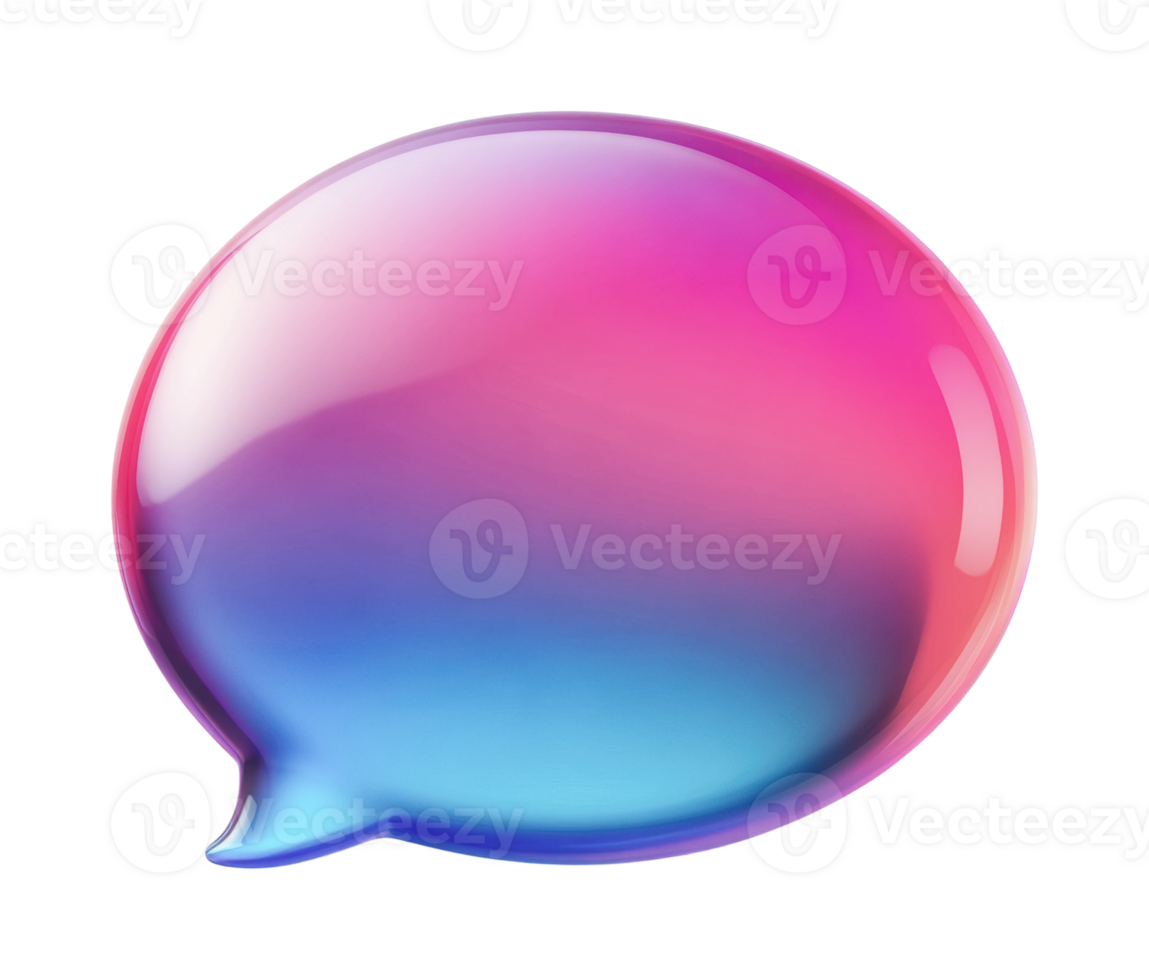 Colorful bubble speech icon with gradient effect, cut out png