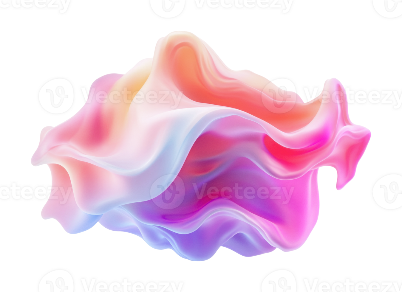 Abstract fluid shape with vibrant colors and smooth organic curves, cut out png