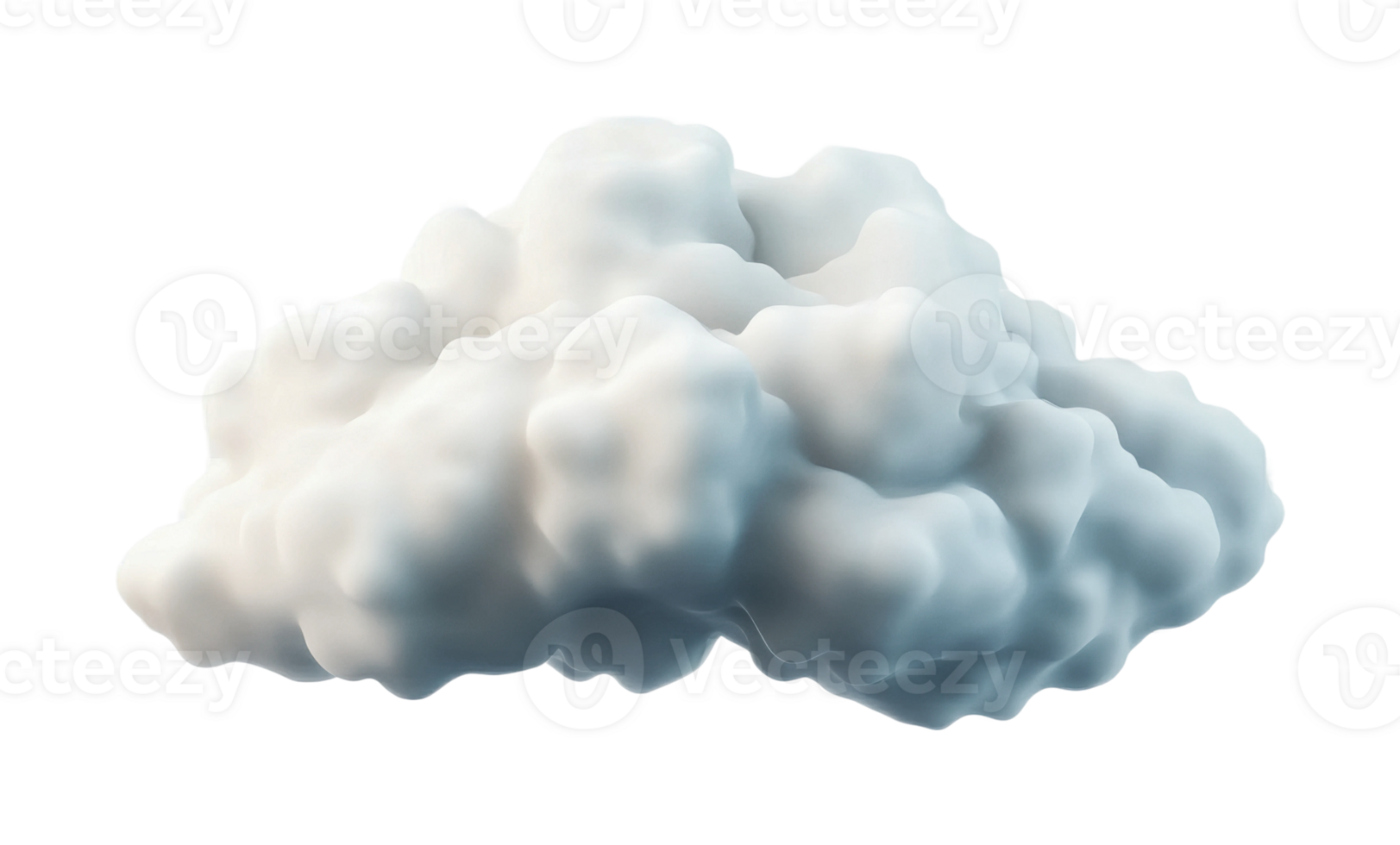 Realistic fluffy white cloud against transparent background, cut out png