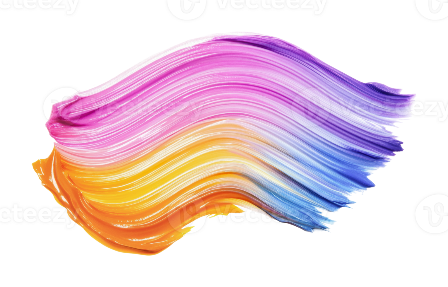 Vibrant paint stroke in pink, purple, orange, and blue hues, cut out png