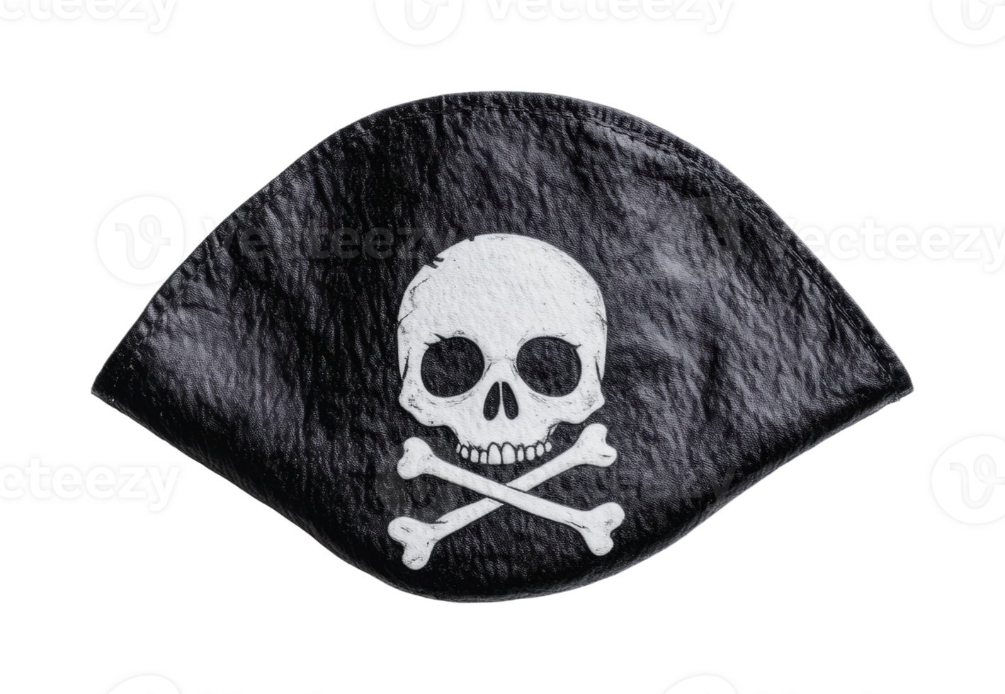 Black leather eyepatch with skull and crossbones design, cut out png
