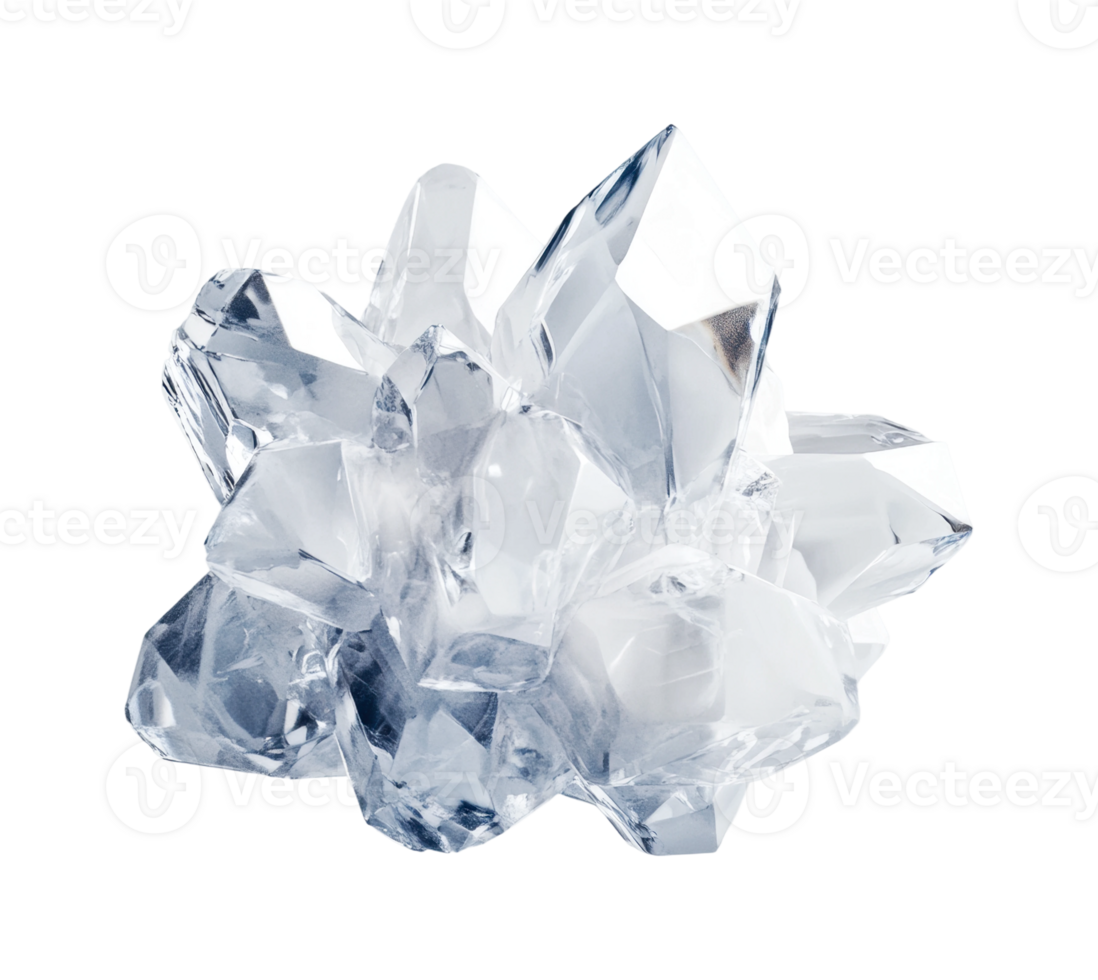 Clear quartz crystal cluster, cut out png