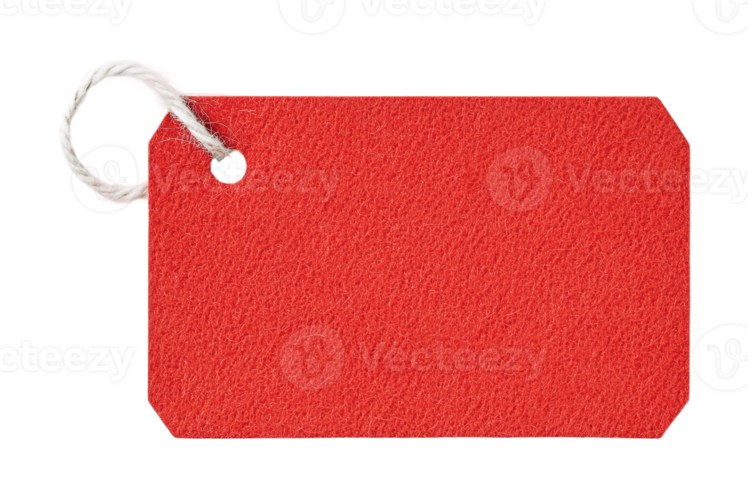 Blank red price tag with string for labeling or gift tags, cut out png