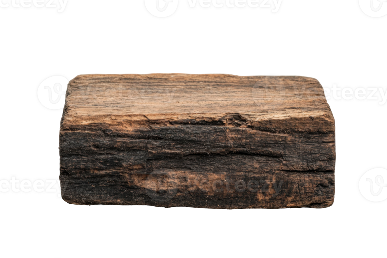 Aged wooden block with weathered texture and rustic charm, cut out png