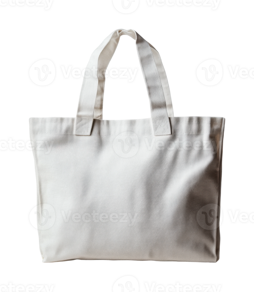 Plain white tote bag with handles, cut out png