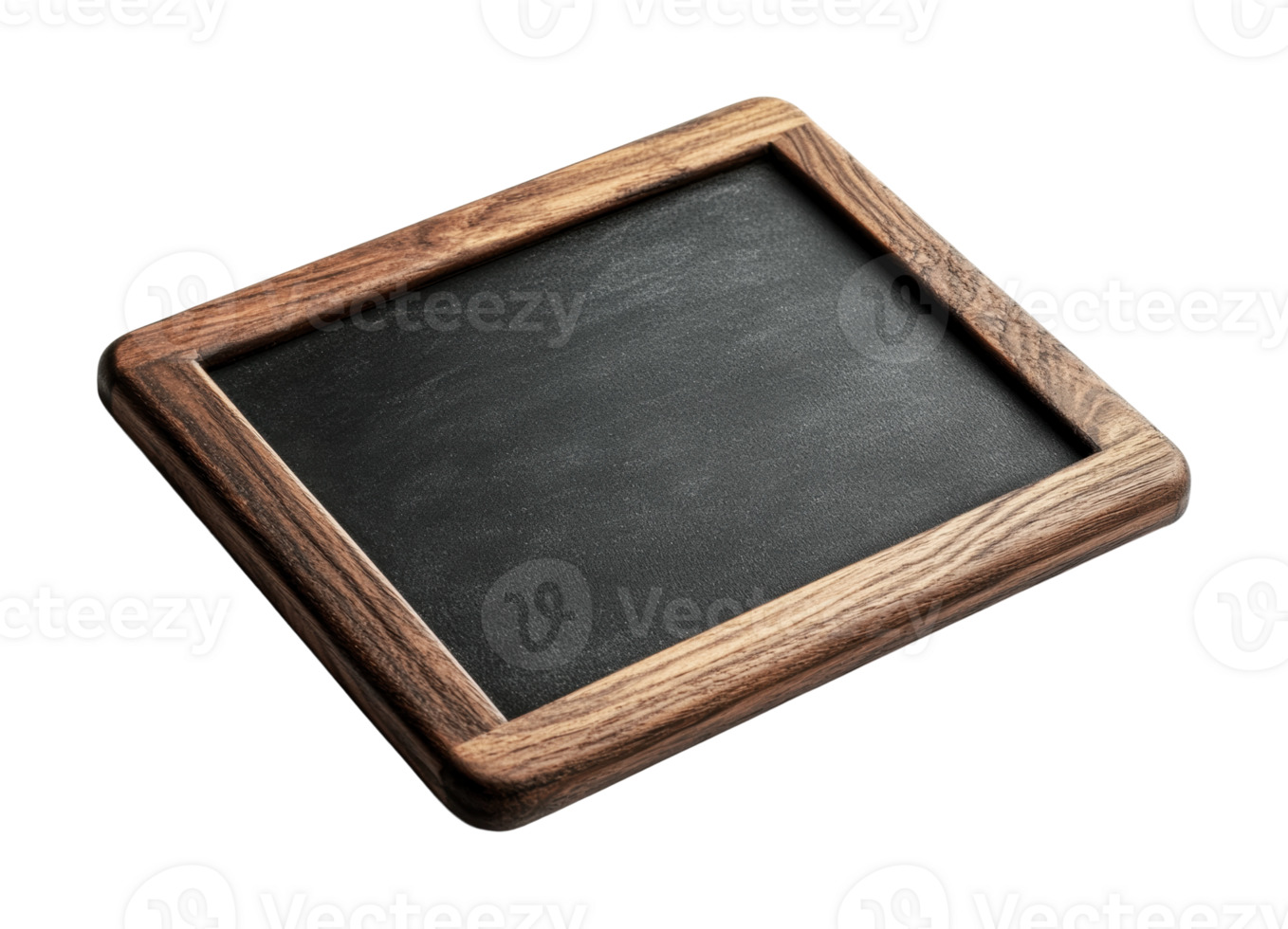 Empty wooden framed chalkboard for writing or drawing, cut out png