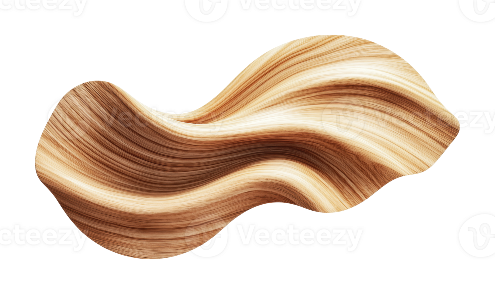 Flowing curves of blonde hair texture with dynamic light and shadow, cut out png