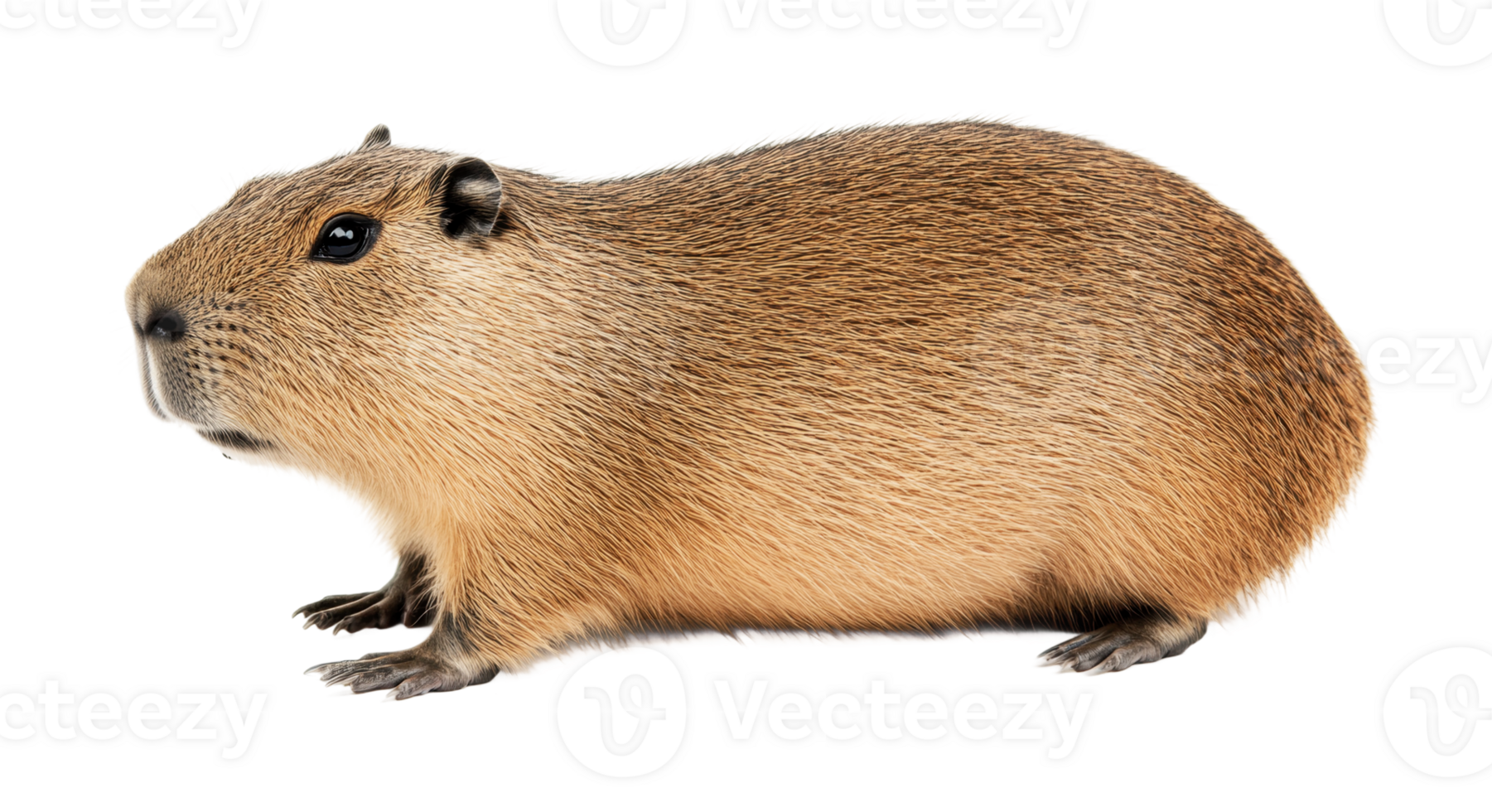 Brown capybara side view isolated, cut out png