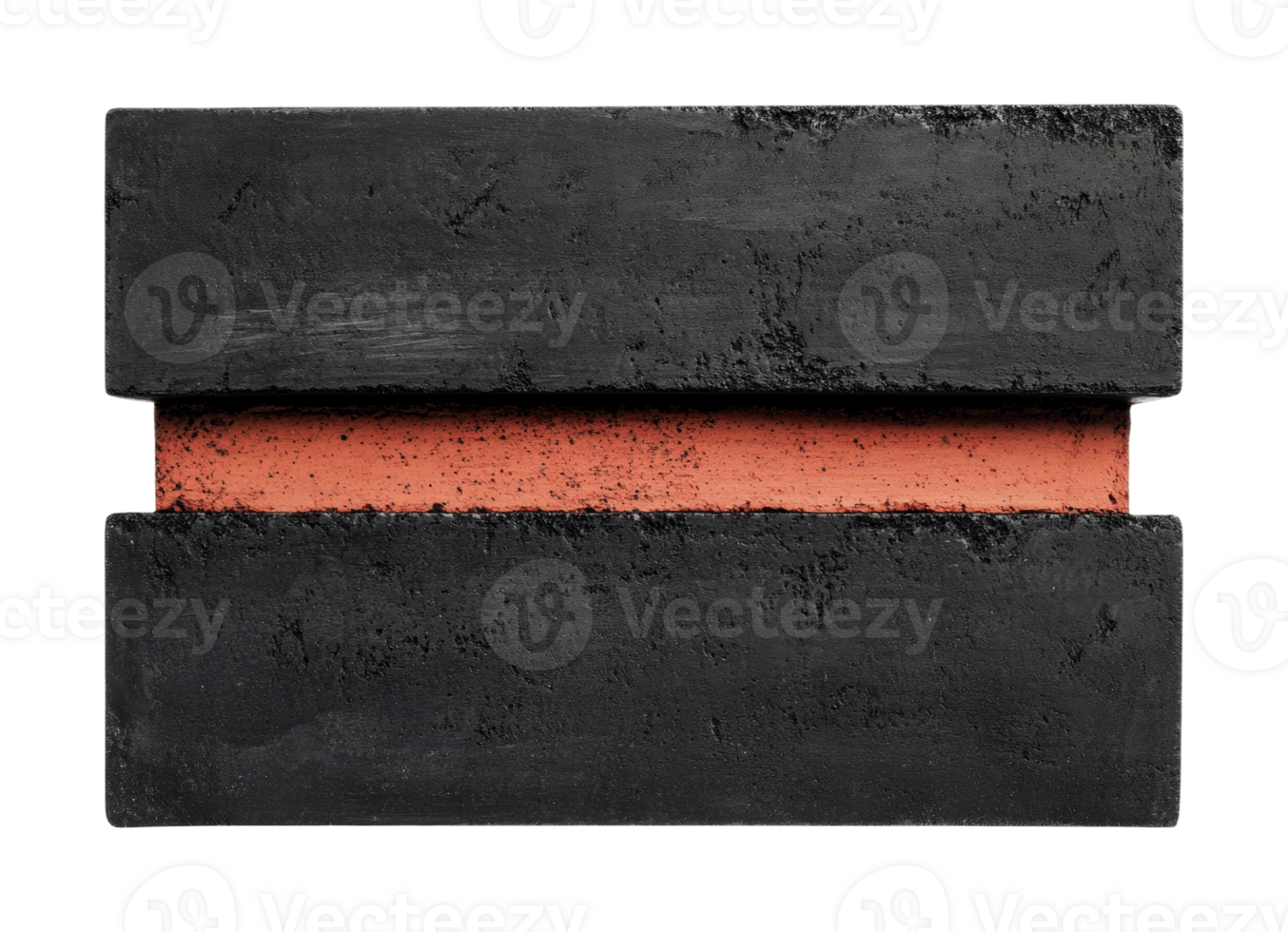Abstract black rectangle with red stripe, cut out png