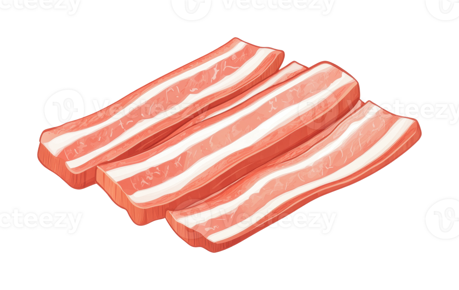 Raw slices of pork bacon, cut out png