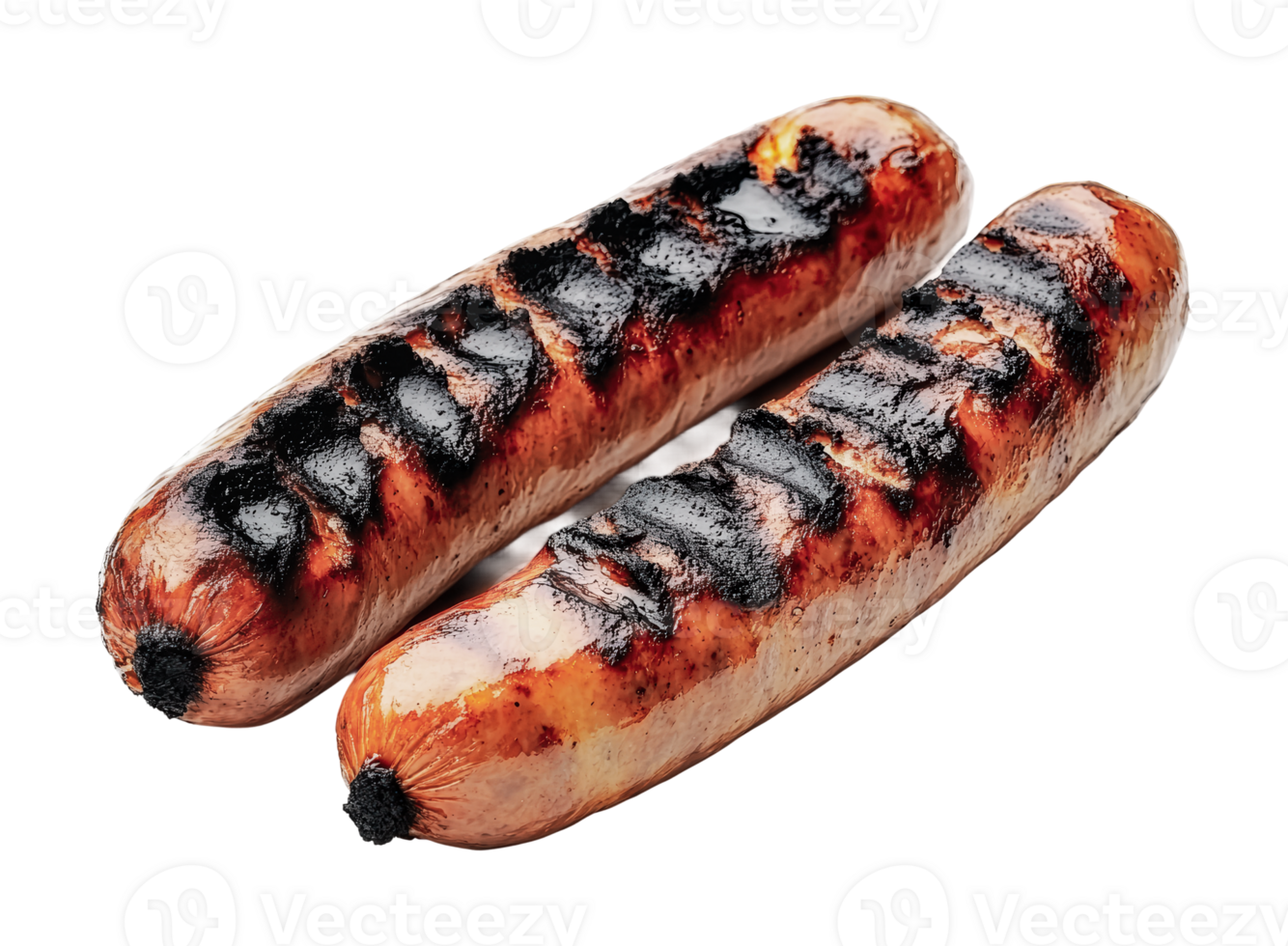 Grilled sausages with char marks, cut out png