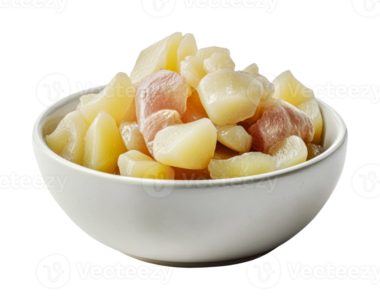 Delicious bowl of mixed diced fruit, cut out png