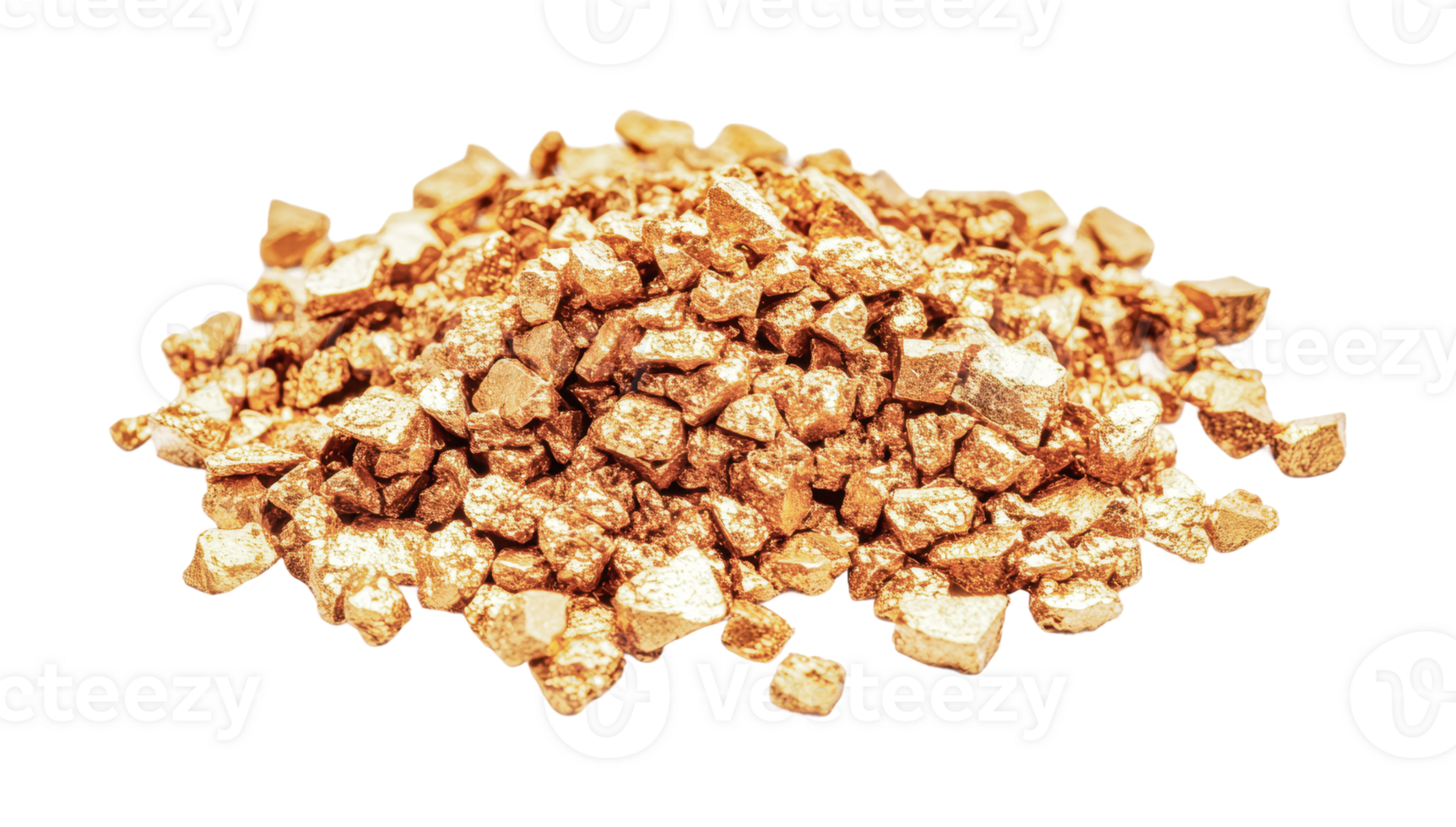 Shiny gold nuggets pile, cut out png