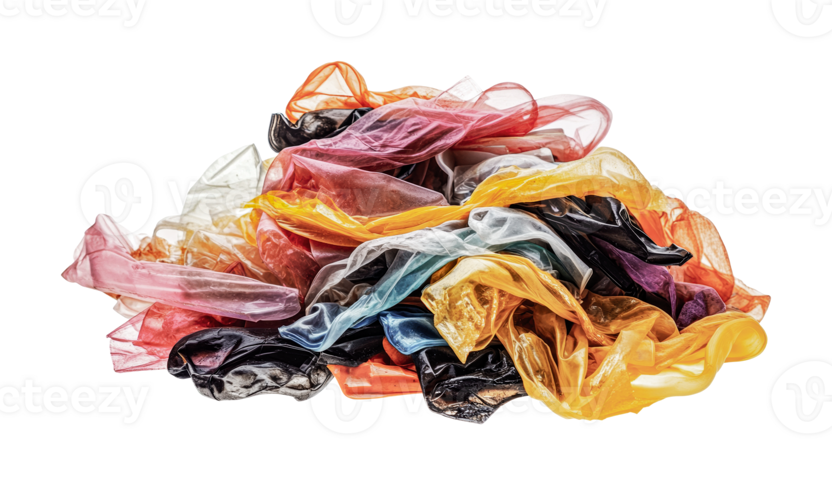 Pile of colorful plastic bags, cut out png