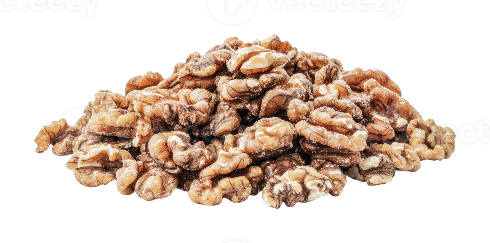 Pile of raw walnuts isolated, cut out png