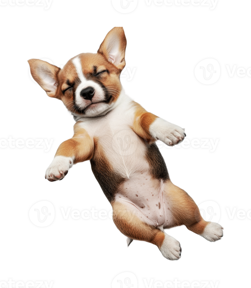 Sleeping puppy with paws up relaxing, cut out png