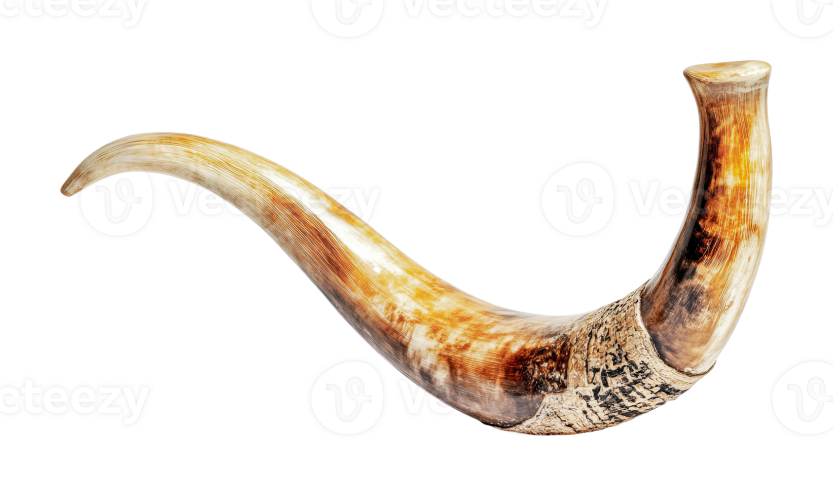 Traditional shofar horn isolated, cut out png