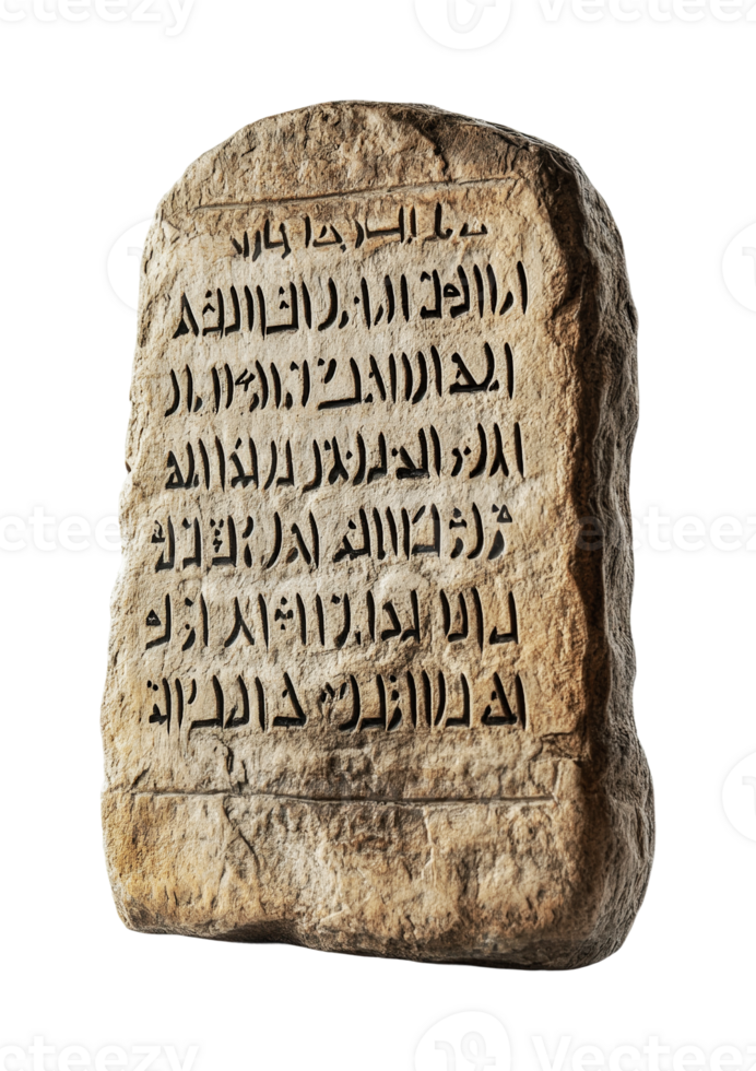 Ancient stone tablet with aramaic inscriptions, cut out png