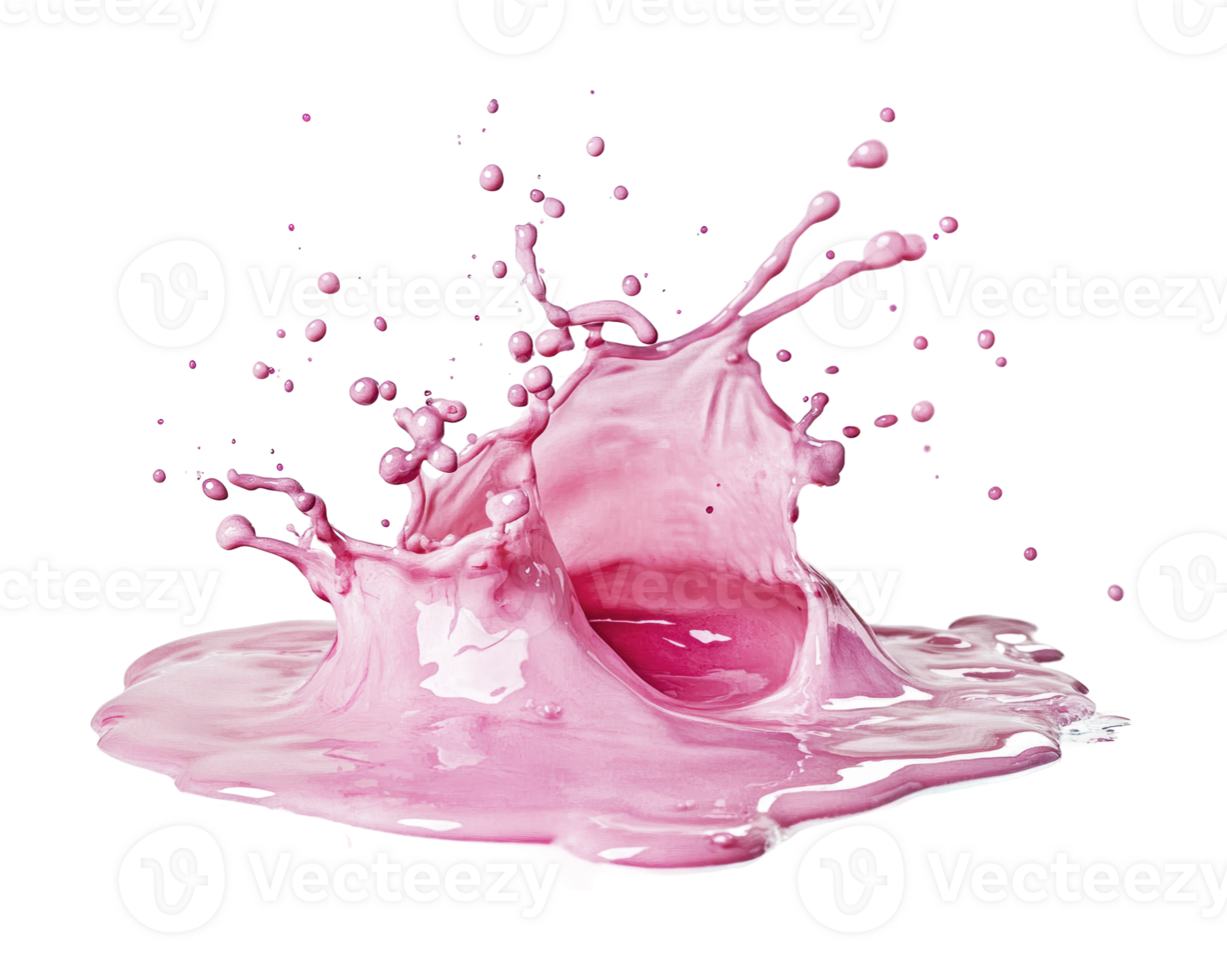 Dynamic pink paint splash capturing motion and texture, cut out png