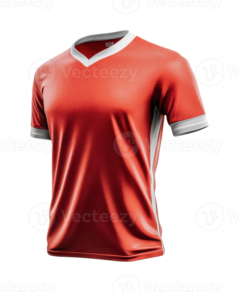 Red sports jersey with white accents, cut out png