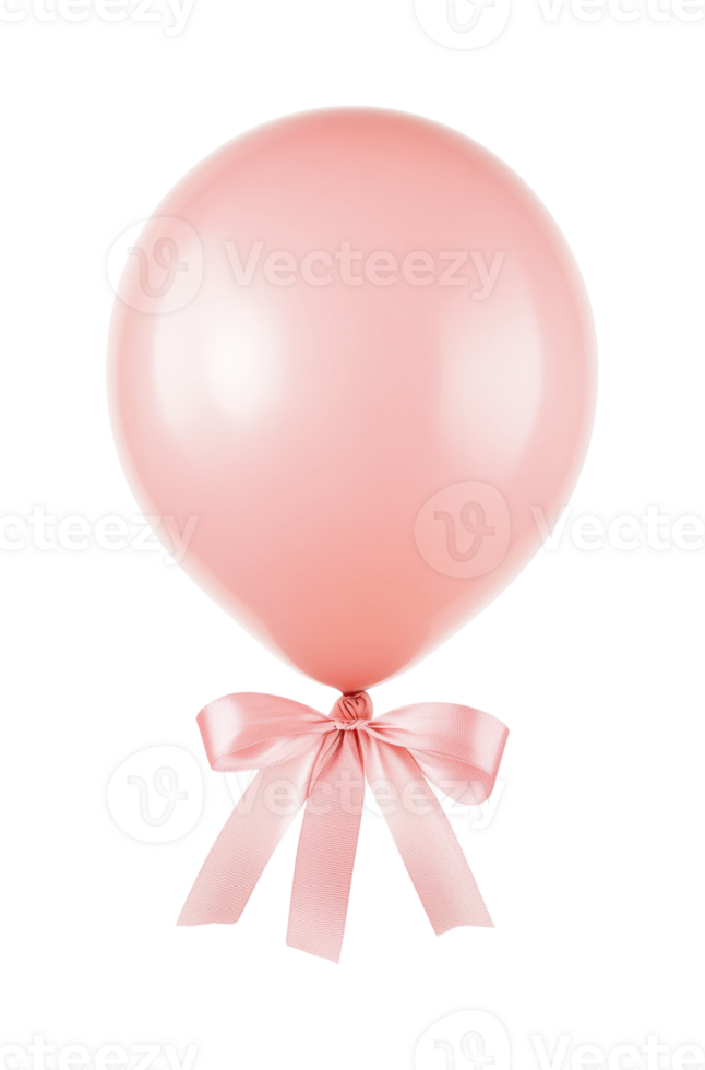 Pink balloon with ribbon isolated, cut out png