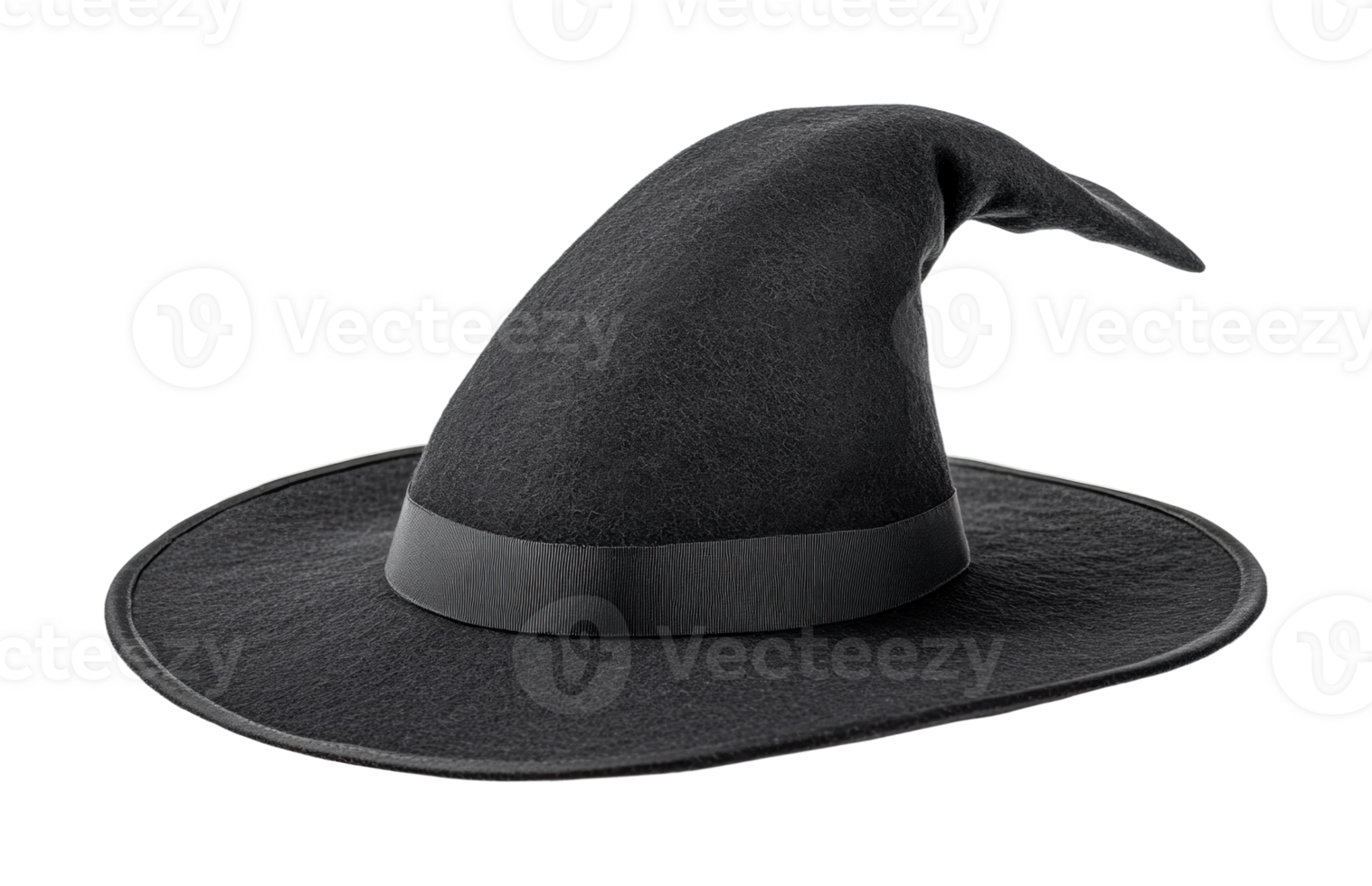 Classic black witch hat with wide brim and pointed tip, cut out png