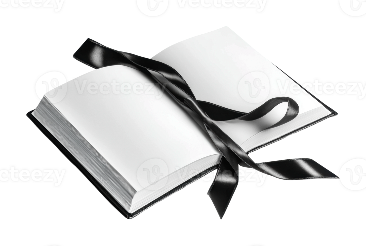 Open book with black satin ribbon, cut out png