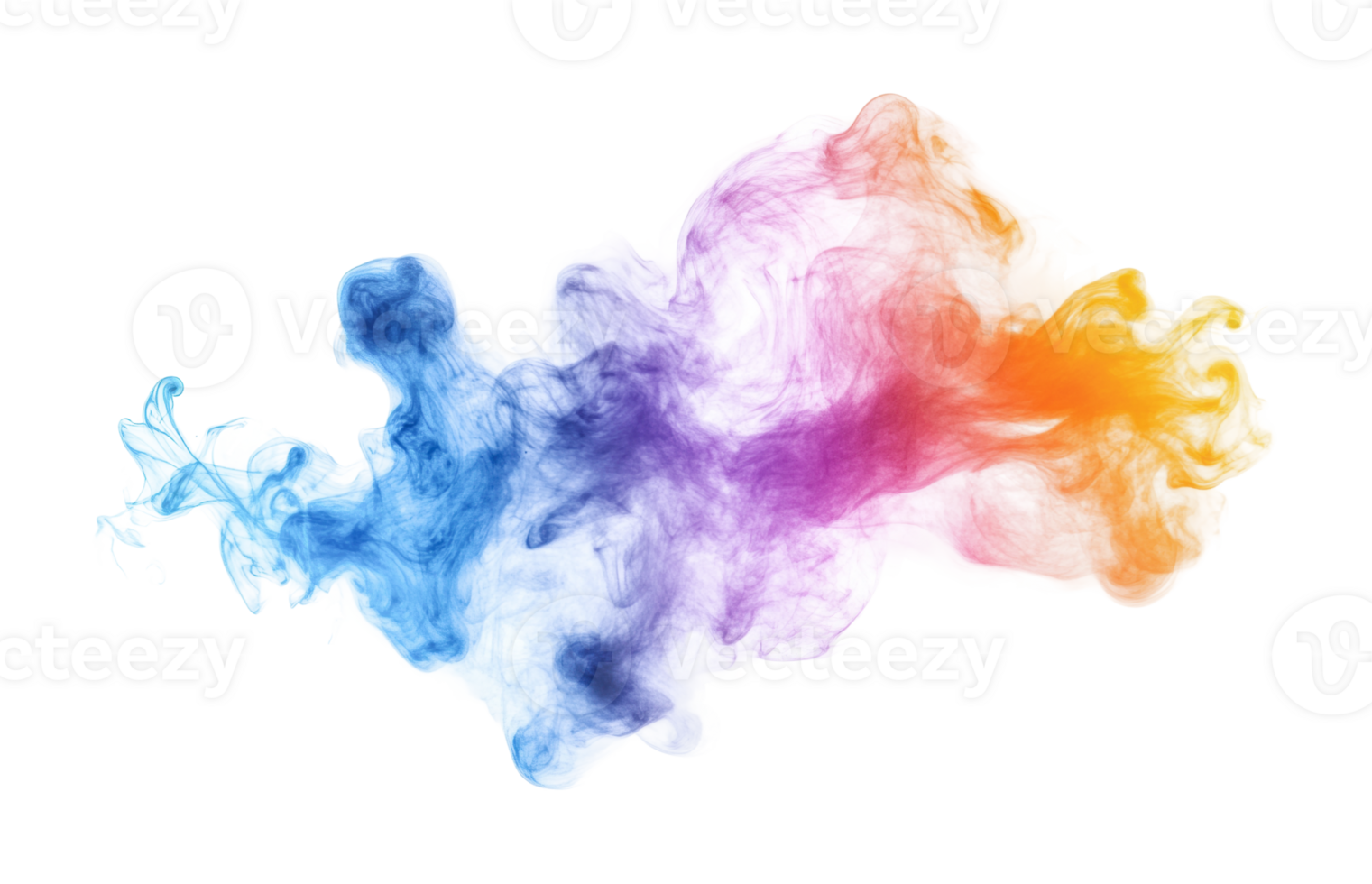 Colorful swirling clouds of vibrant smoke in blue, purple, red, orange, and pink hues, cut out png