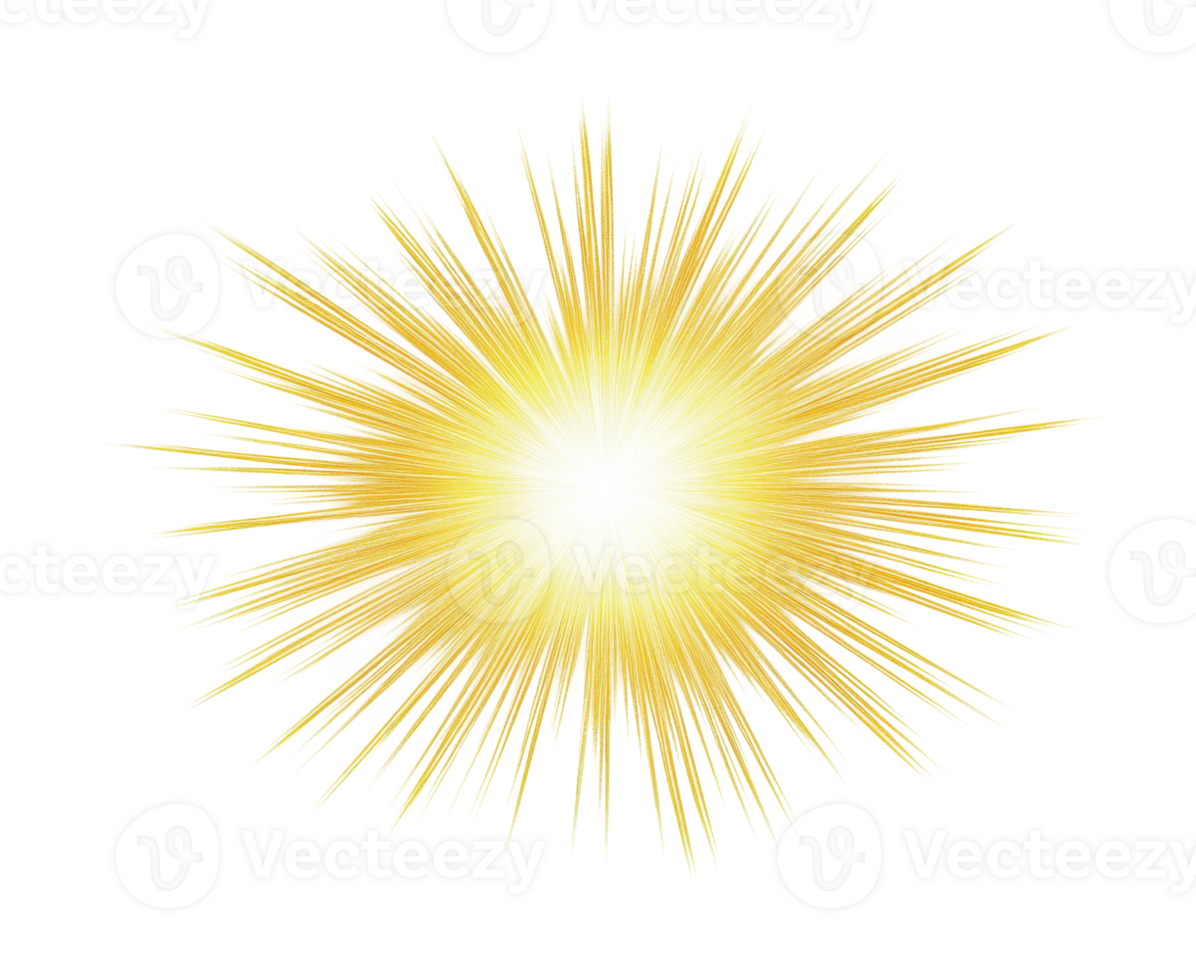 Vibrant yellow starburst with radiating lines, cut out png
