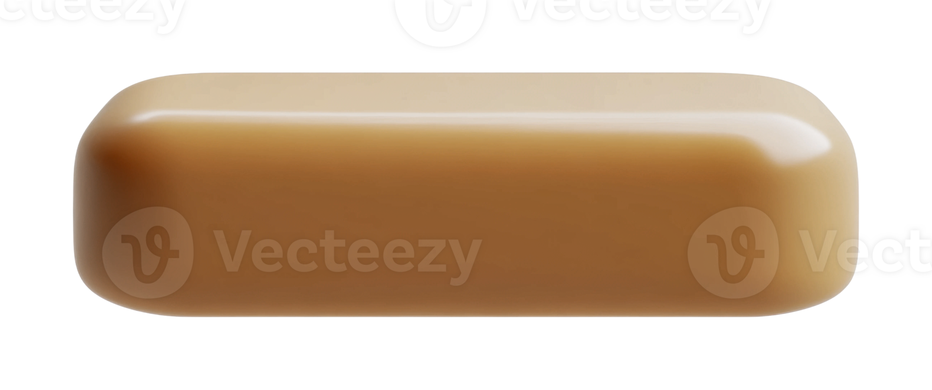 Smooth caramel candy with glossy surface close-up, cut out png