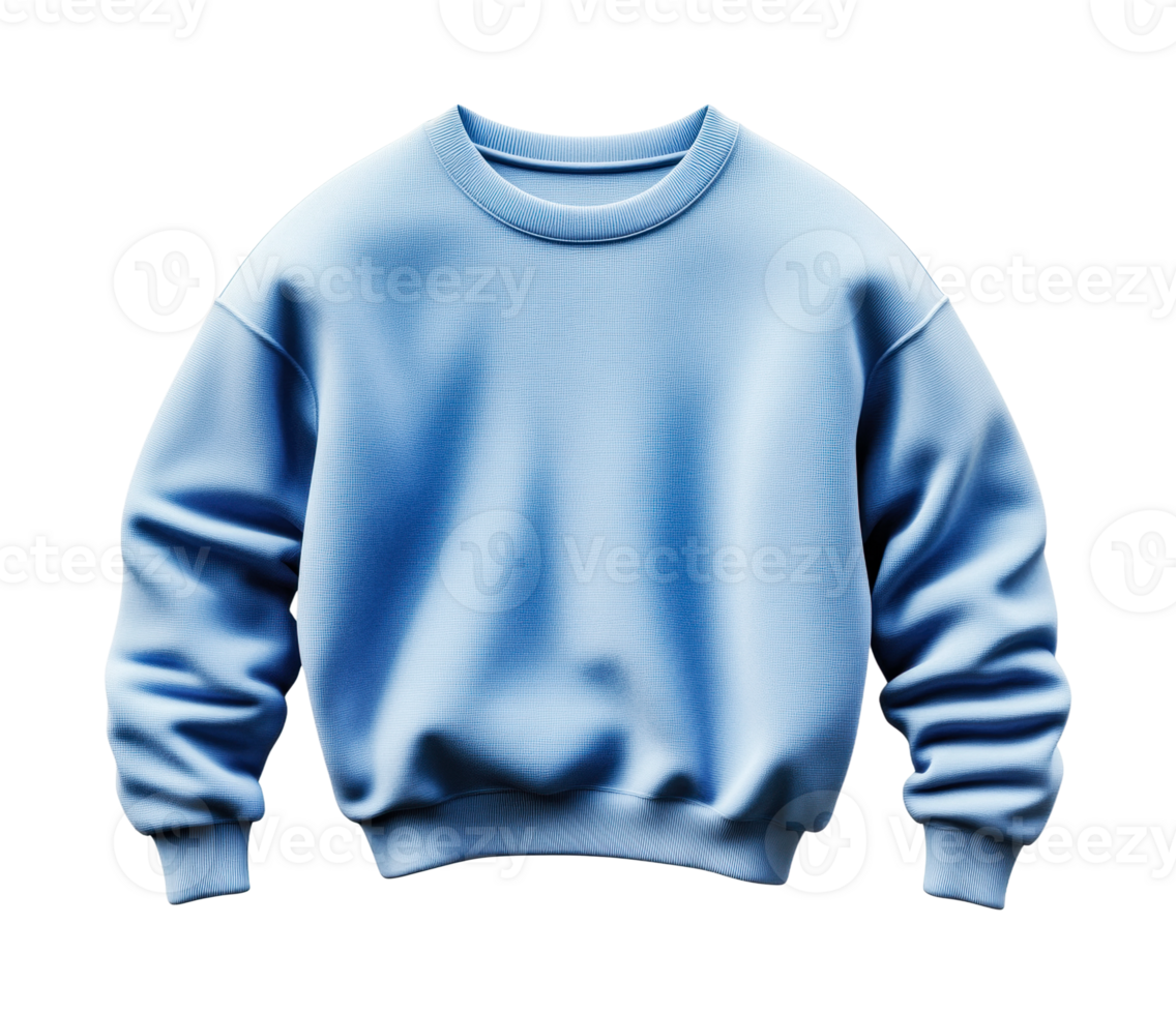Plain blue sweatshirt in soft fabric with loose fit and long sleeves, cut out png