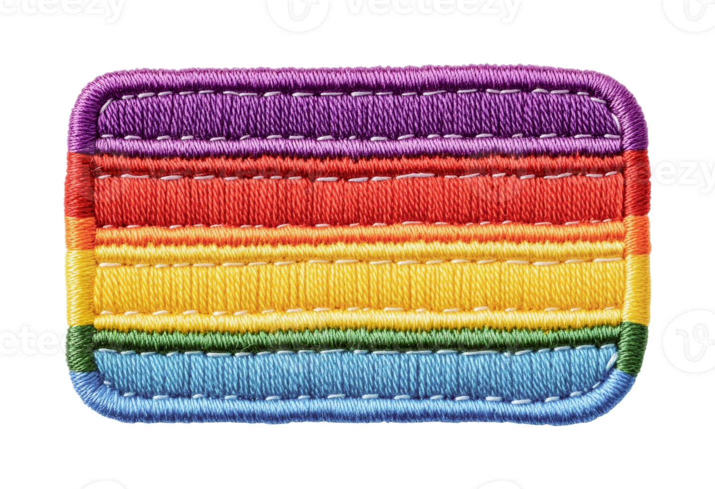 Colorful rectangular patch with rainbow stripes on black background png
