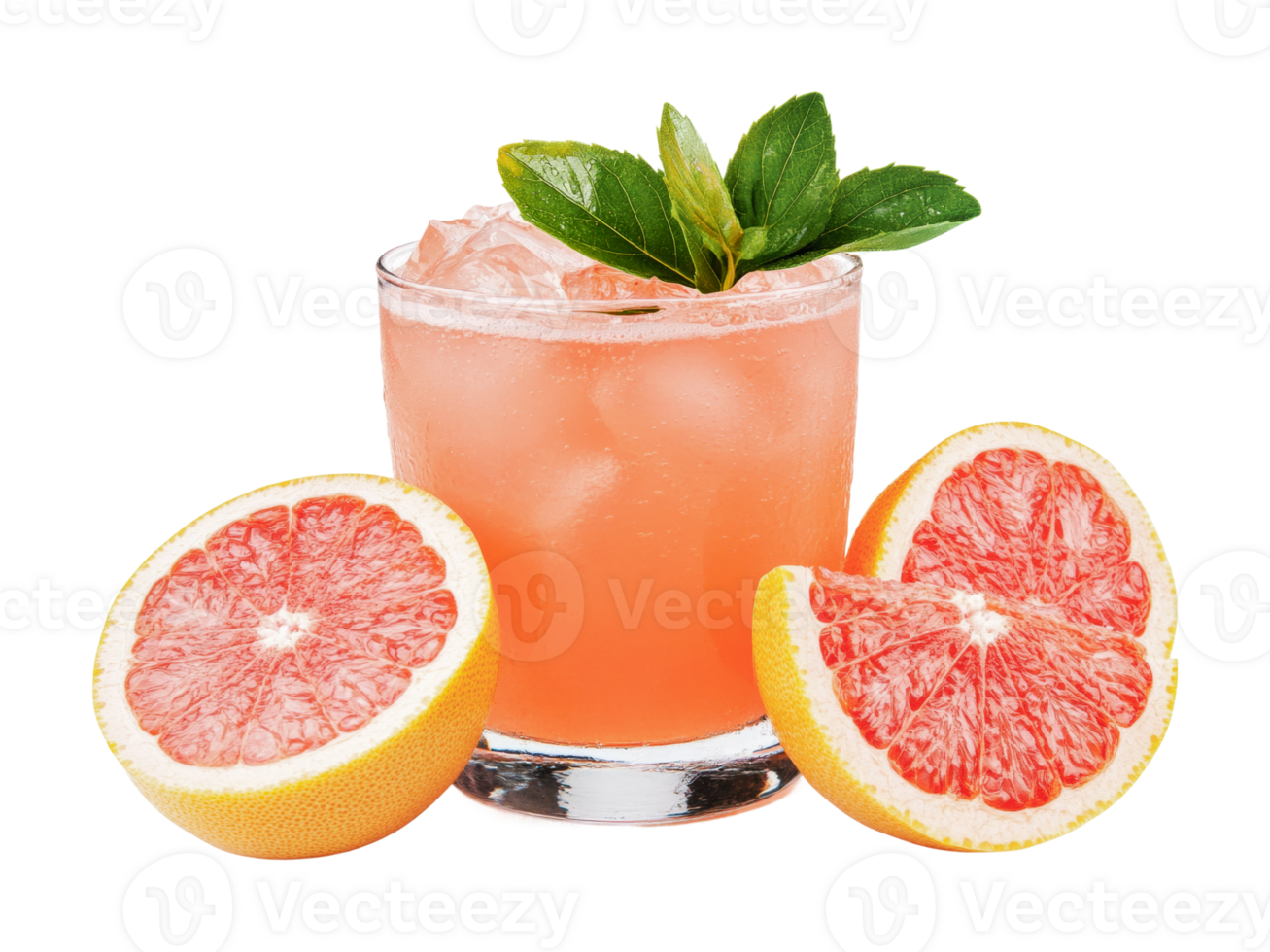 Refreshing grapefruit cocktail with mint and ice png