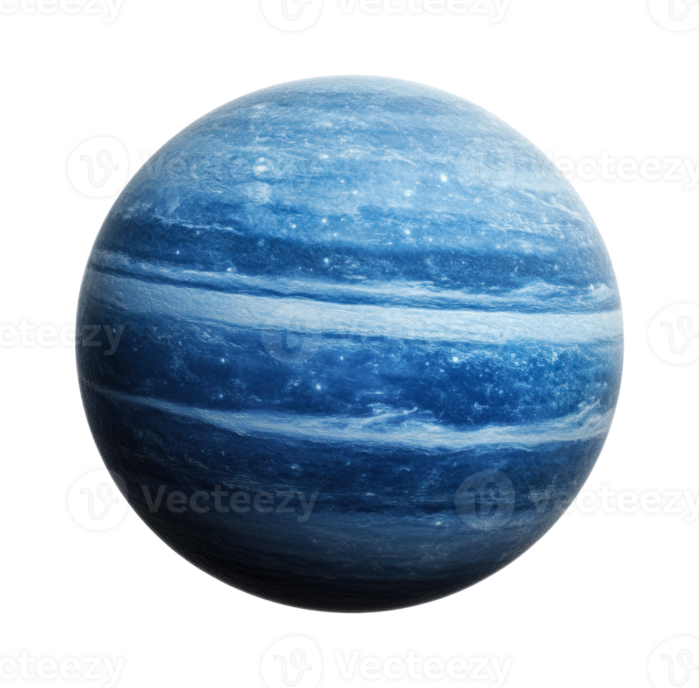 Majestic blue exoplanet with swirling atmosphere and starry details png